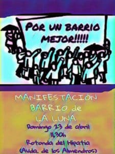 Cartel de la manifestación del barrio de la Luna