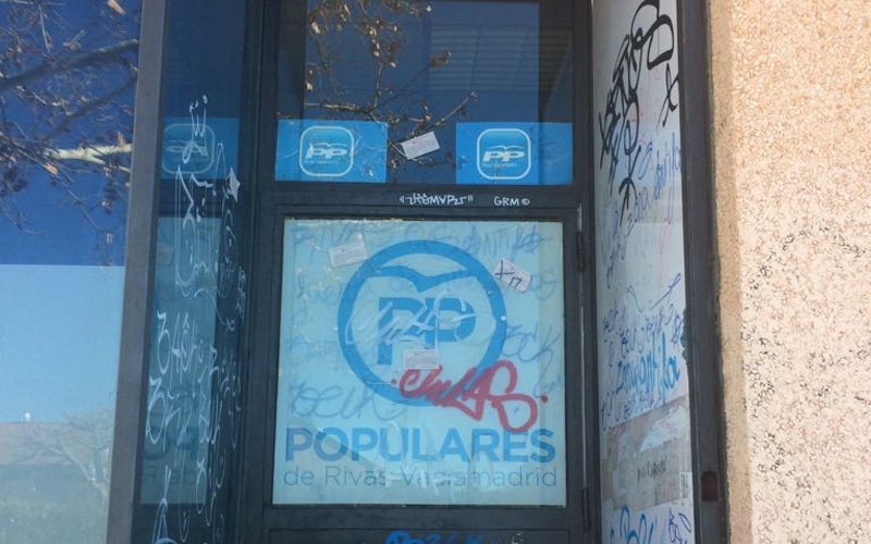 La sede del PP de Rivas sufre su segundo acto vandálico en veinte días