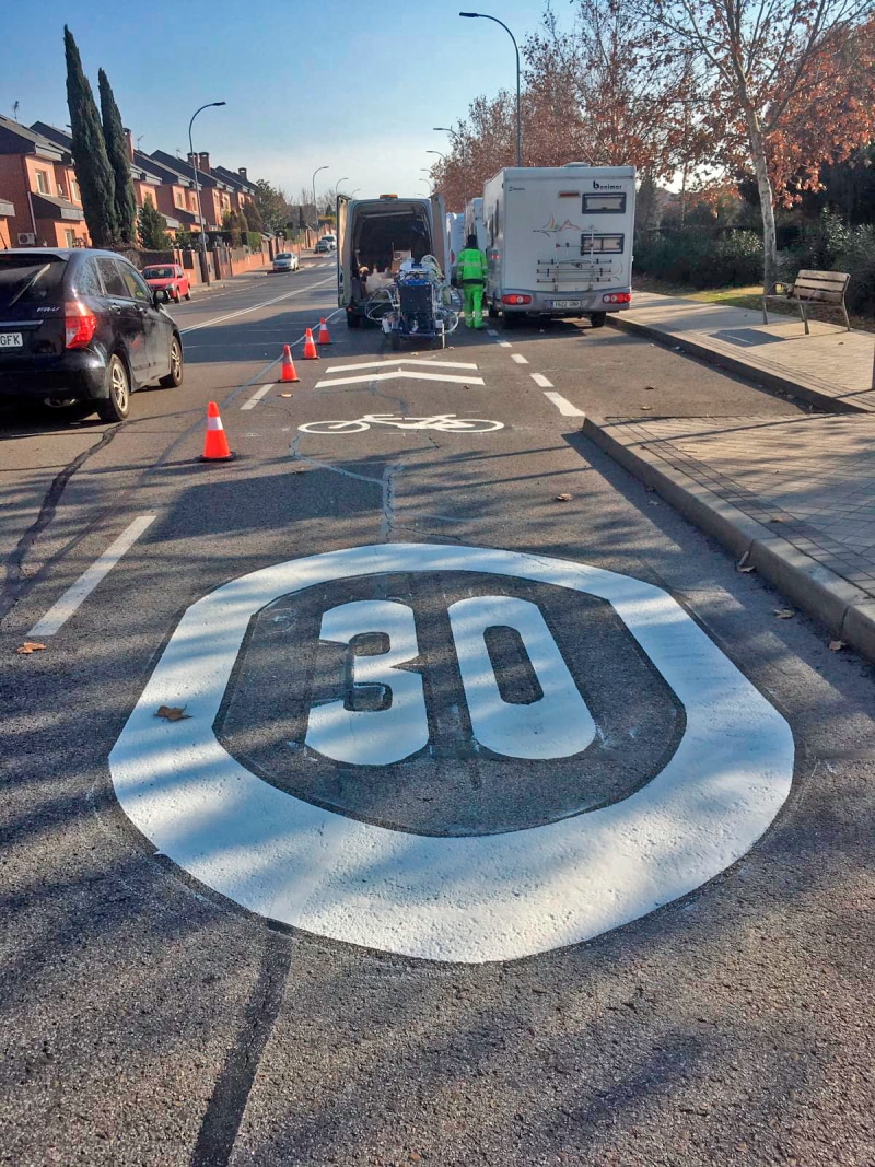 Señalización de los carriles compartidos. Imagen facilitada por el Ayuntamiento de Rivas