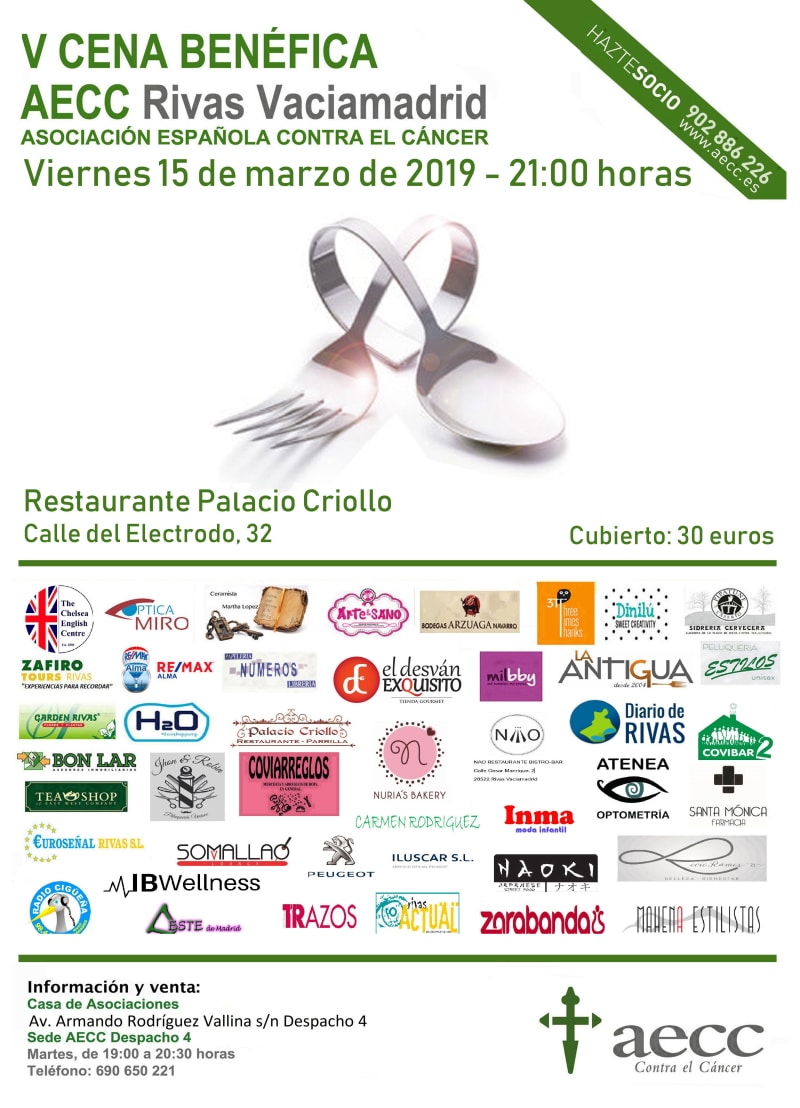 Cartel de la V Cena Benéfica de la AECC en Rivas