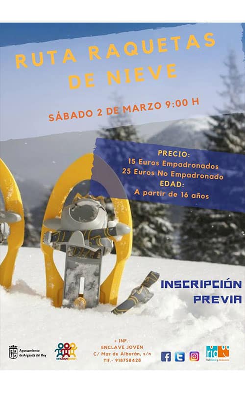 Ruta con raquetas de nieve. Enclave Joven. Arganda.