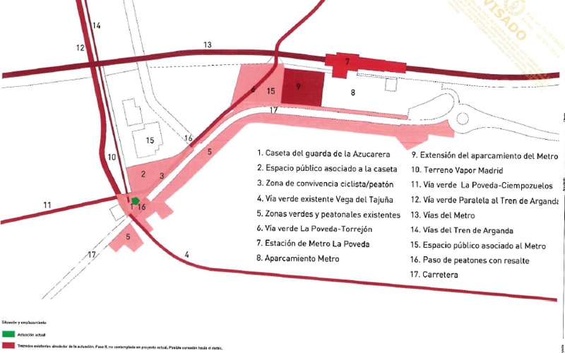 Plano del entorno de la Azucarera en Arganda