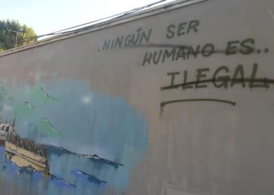 Pintadas nazis en la Casa de Asociaciones del Casco Urbano de Rivas (©Diario de Rivas)