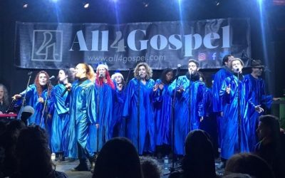 El coro All4Gospel, durante su actuación en el encendido de las luces de Navidad en Rivas 2019
