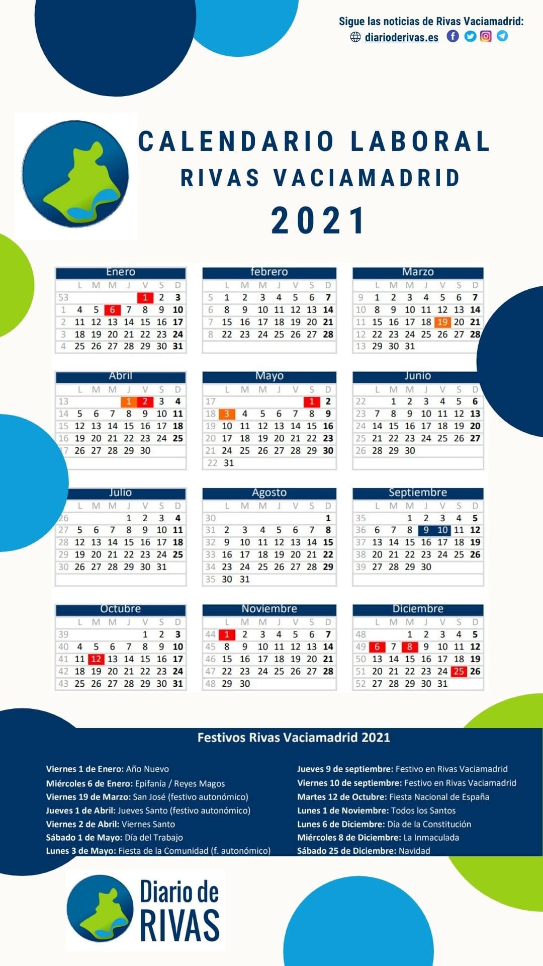 Calendario Laboral Rivas Vaciamadrid 2021