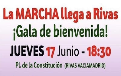 Bienvenida a la ´marcha saharaui´ en la plaza de la Constitución de Rivas