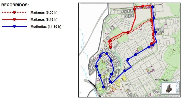 Recorrido servicio especial CEM Hipatia- IES Duque de Rivas