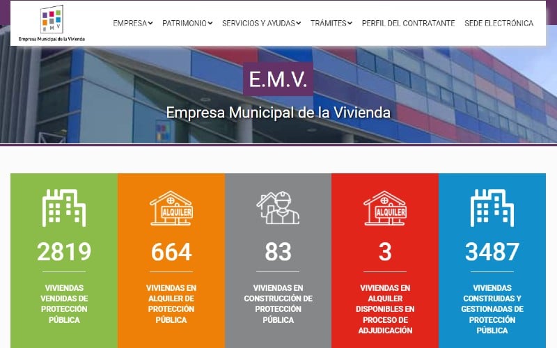 Página de inicio de la nueva web de la EMV