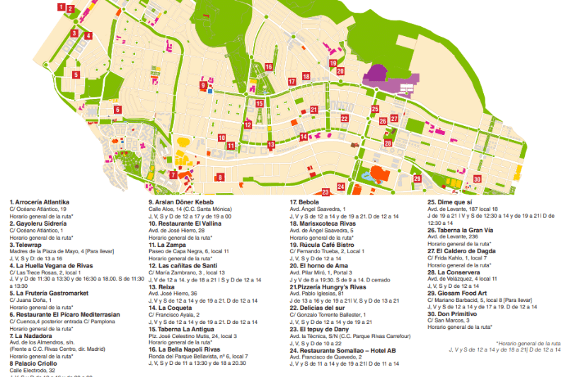 Mapa de la Ruta de la Tapa de Rivas 2022