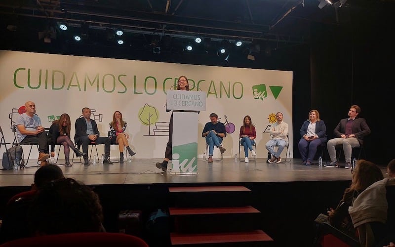 Acto público 'Cuidemos lo cercano' con la presencia de Alberto Garzón, Sira Riego y Aída Castillejo, junto a cargos públicos municipales de IU de distintas localidades