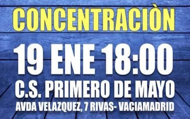 Rivas con la Sanidad Pública convoca una nueva concentración el próximo 19 de enero frente al 1º de Mayo