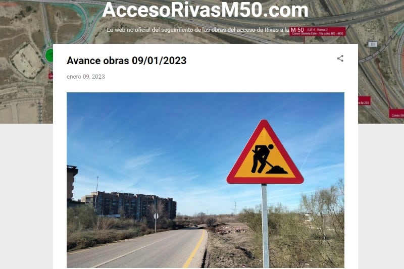 Un vecino de Rivas crea una web para seguir «en tiempo real» las obras del enlace con la M-50