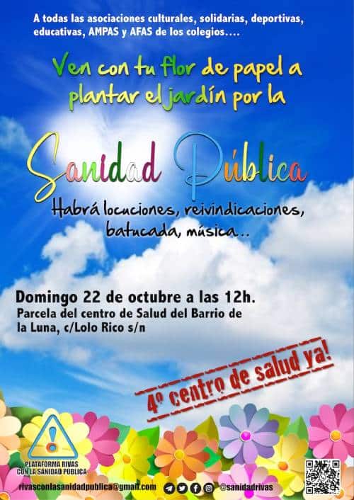 Cartel del acto en la parcela del cuarto centro de salud