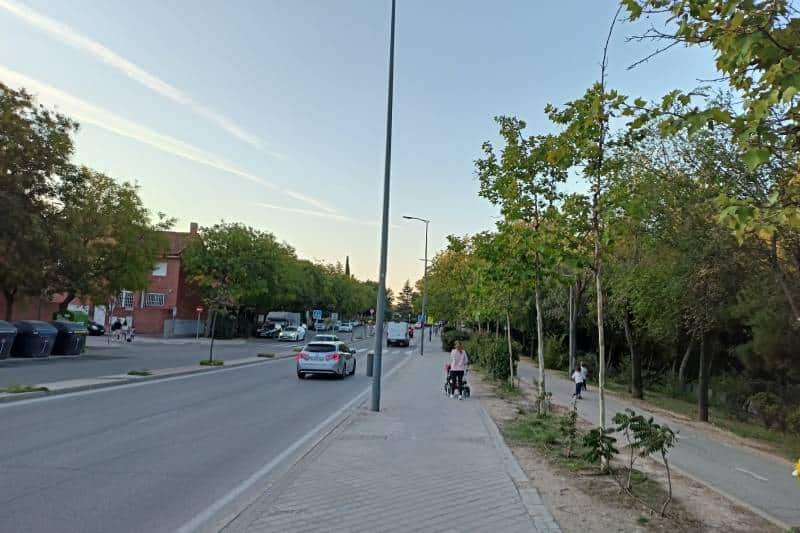 Niños pequeños, en el tramo de la avenida de Los Almendros que solicita vallar David Alonso