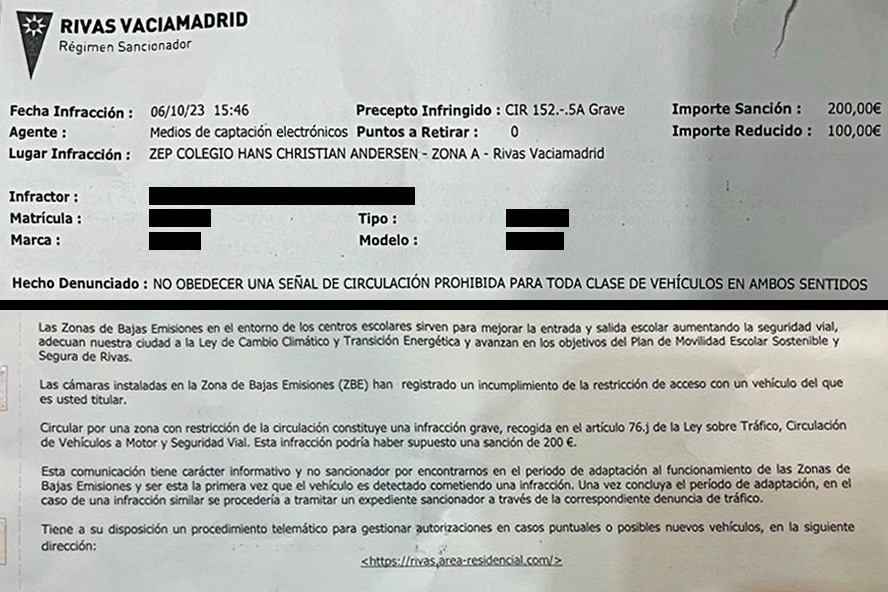 Apercibimiento por una infracción cometida fuera del horario estipulado en la señal