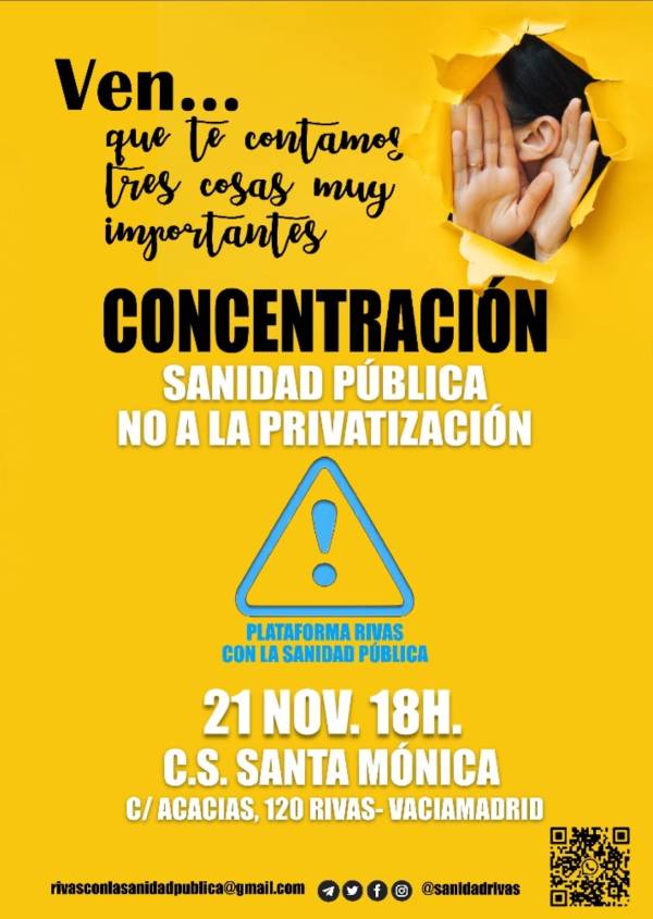 Cartel de la concentración en el centro de salud Santa Mónica