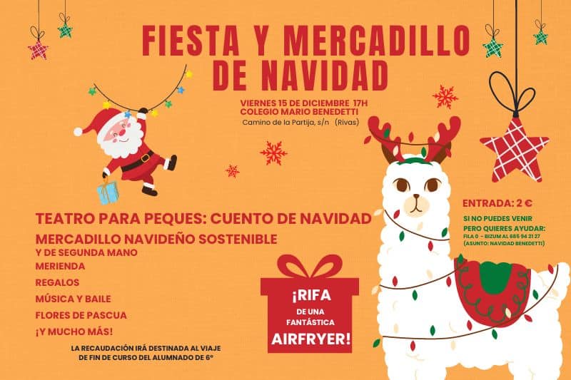 Este viernes, fiesta y mercadillo navideño en el colegio Mario Benedetti de Rivas