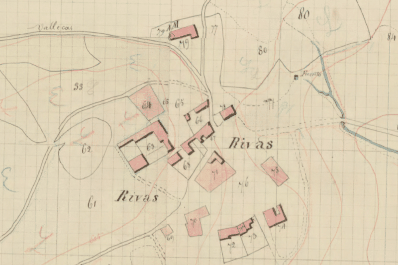 Plano de Rivas de Jarama (1860). Fuente: IGN. Hoja kilométrica, Provincia de Madrid - 1860.
