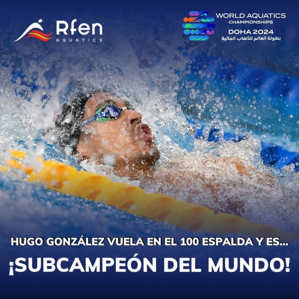 Hugo González de Oliveira, nadador de Rivas, subcampeón del mundo en 100 metros espalda