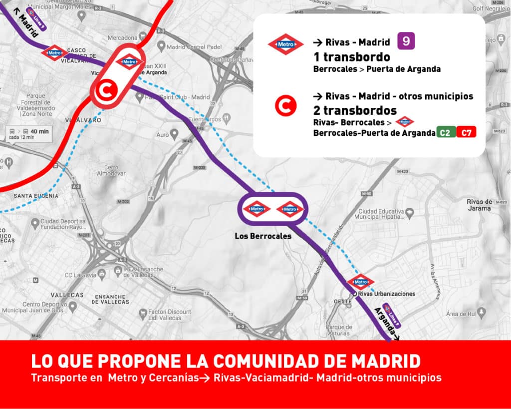 Propuesta de la Comunidad de Madrid para el servicio de la línea 9B de Metro