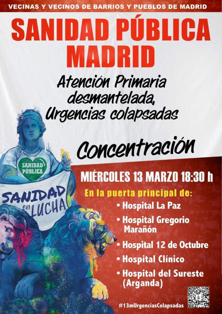 Concentración en varios hospitales madrileños