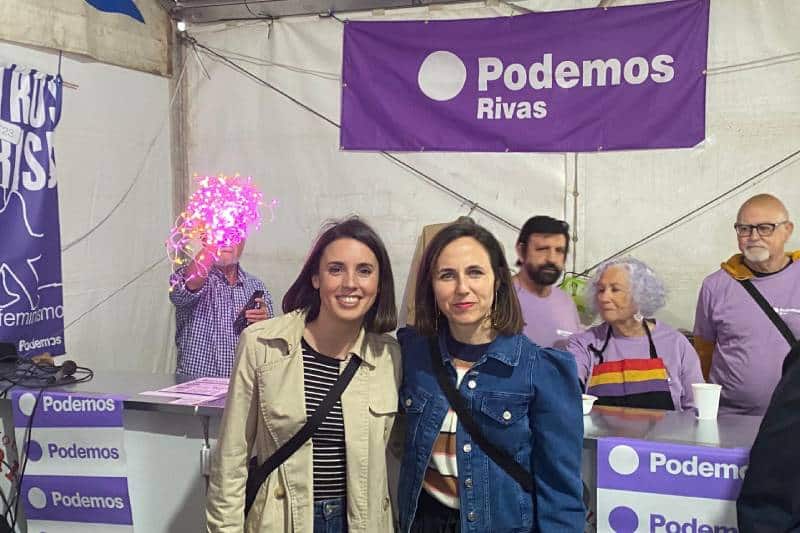 Irene Montero e Ioane Belarra, en la caseta de Podemos en las Fiestas de Rivas 2024