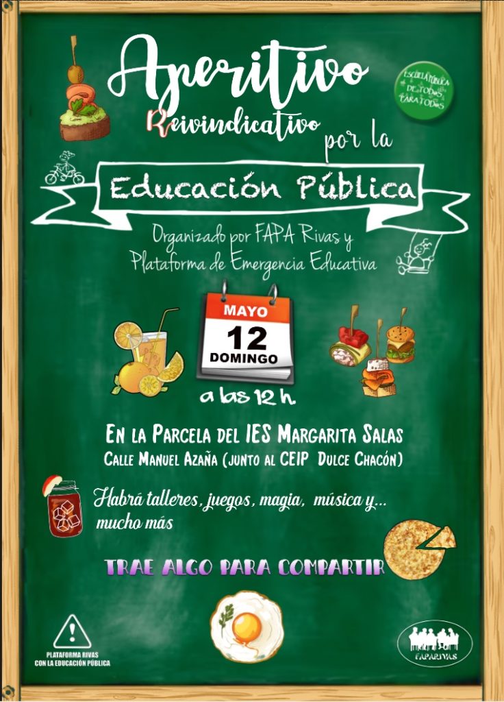 'Aperitivo reivindicativo’ de FAPA Rivas y la plataforma Emergencia Educativa