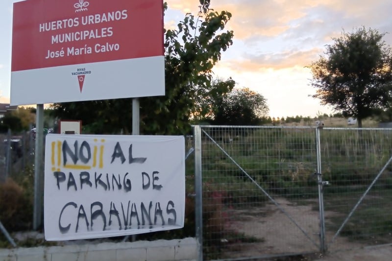 Protestas por las obras de la nueva área de corta estancia para autocaravanas de Rivas Vaciamadrid