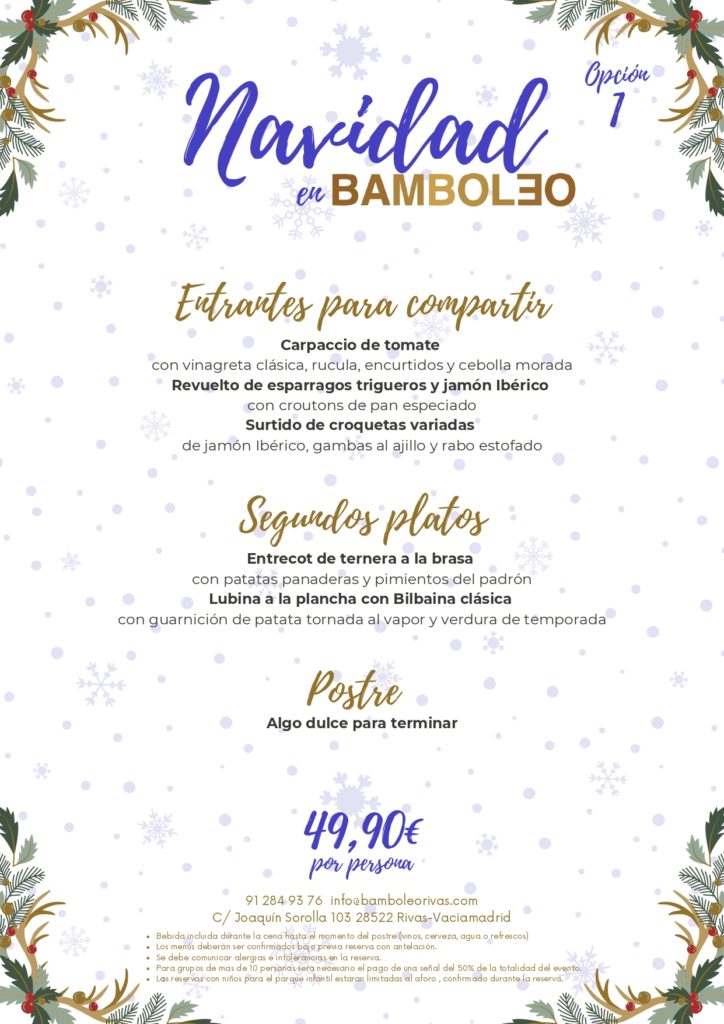 Menú de Navidad número 1 de Bamboleo Rivas
