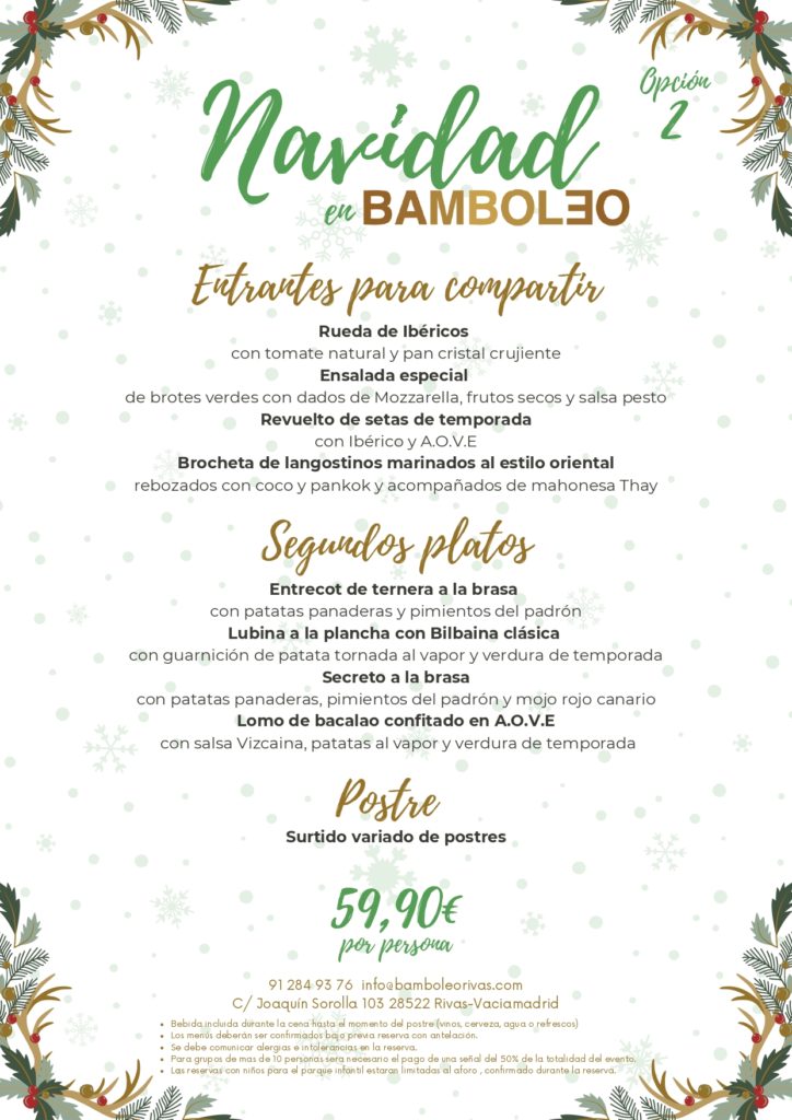 Menú de Navidad número 2 de Bamboleo Rivas