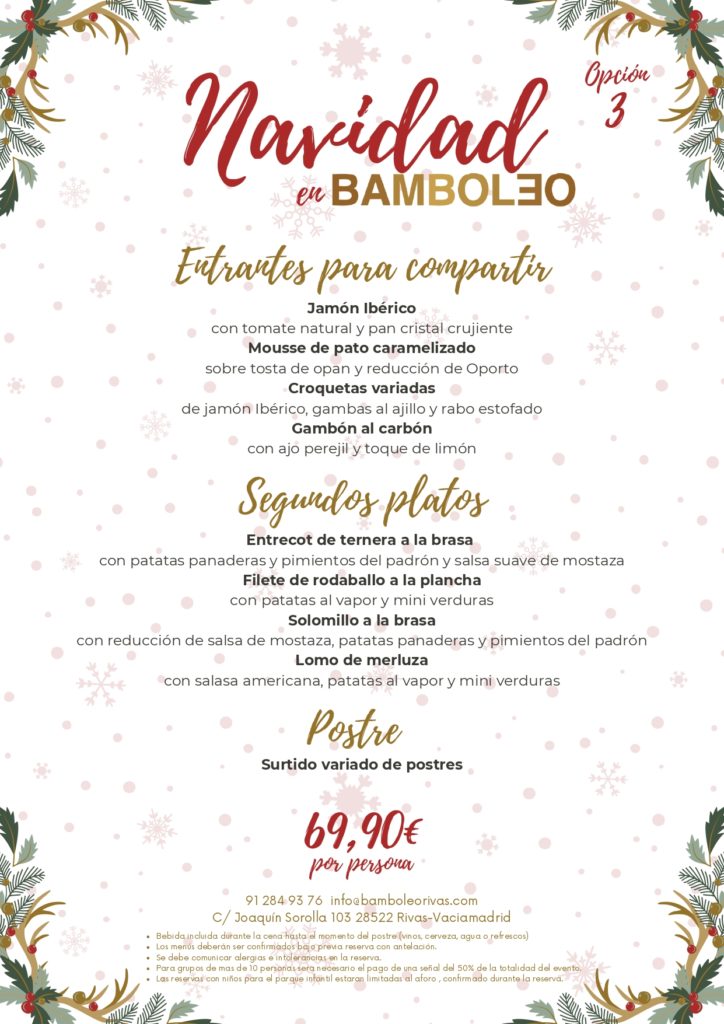 Menú de Navidad número 3 de Bamboleo Rivas