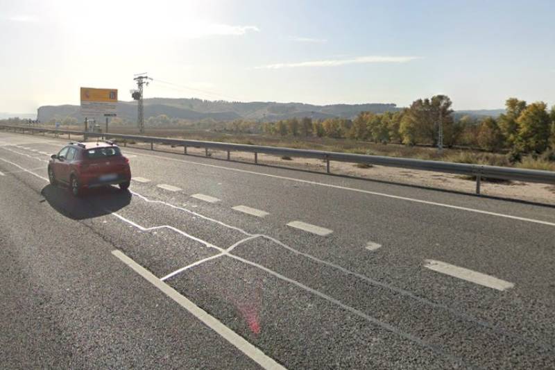 Imagen del cartel de las obras en el punto kilométrico 16+700 de la A-3