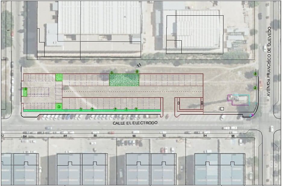 Plano del área de estacionamiento de corta estancia para autocaravanas