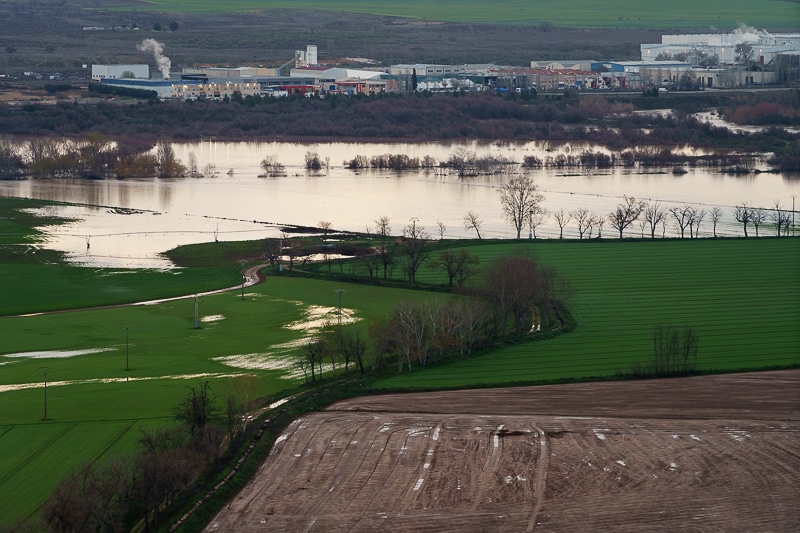 Río Jarama a su paso por Velilla y El Piul desbordado tras las lluvias de marzo. ©Fernando Galán