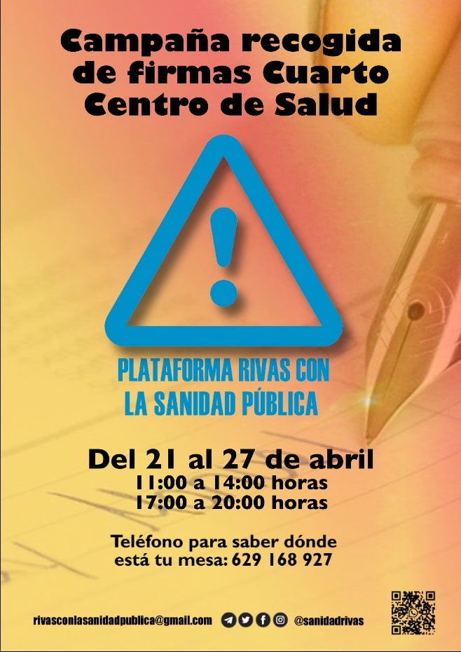 Recogida de firmas de la plataforma Rivas cn la Sanidad Pública