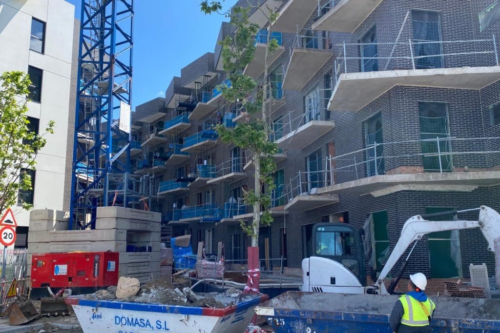 Estado actual de las obras de 83 viviendas de la EMV (foto: Diario de Rivas)