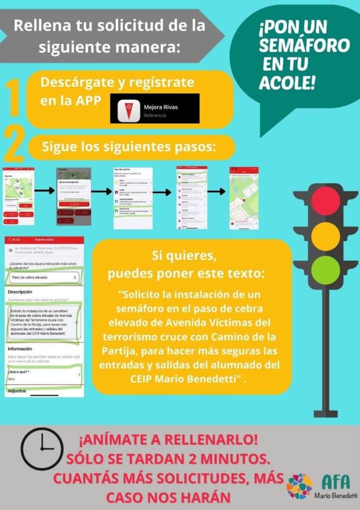 Campaña de la AFA del colegio Mario Benedetti para la instalación de un semáforo en las inmediaciones del colegio