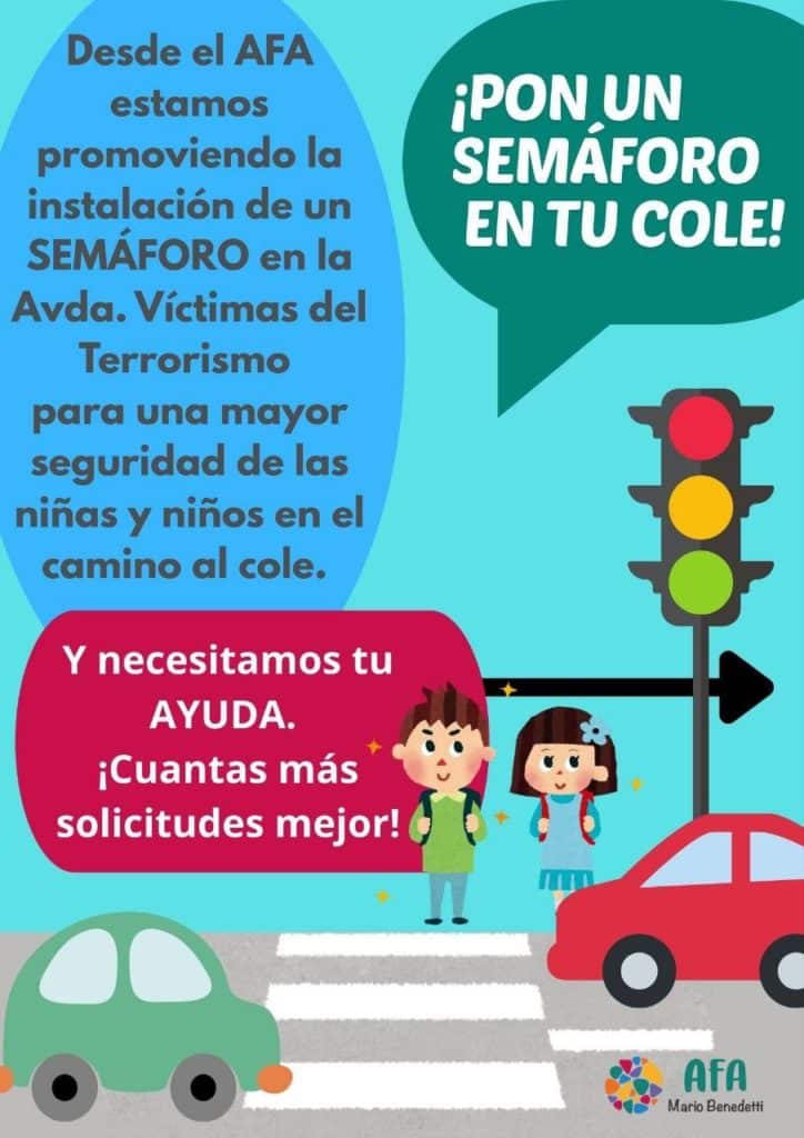 Campaña de la AFA del colegio Mario Benedetti para la instalación de un semáforo en las inmediaciones del colegio