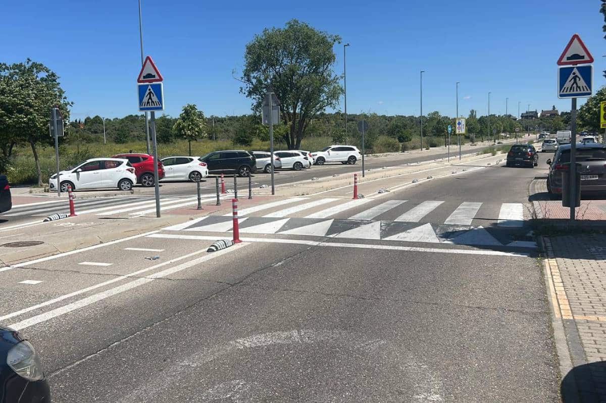 Paso de peatones en avenida Víctimas del Terrorismo donde la AFA del Mario Benedetti pide un semáforo al Ayuntamiento