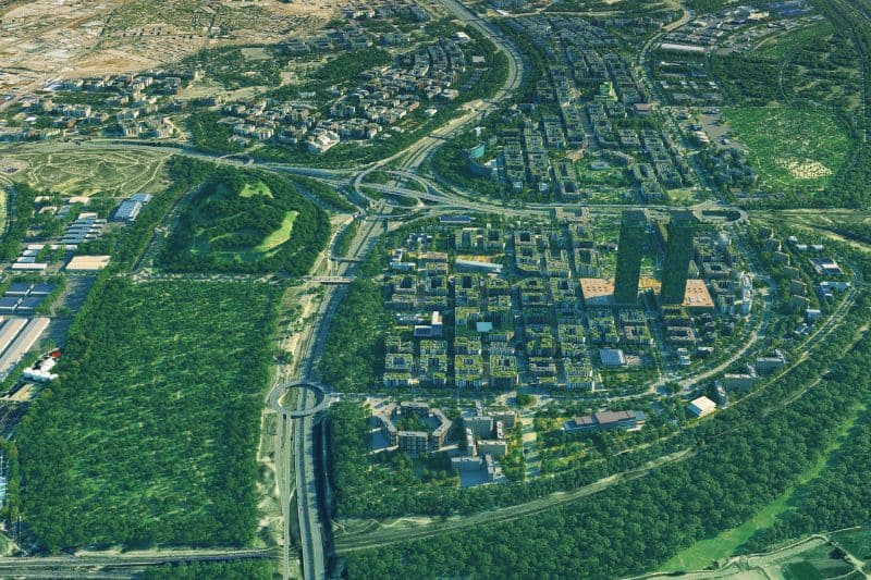 Imagen renderizada del aspecto hipotético de Valdecarros (fuente: Junta de Compensación de Valdecarros)
