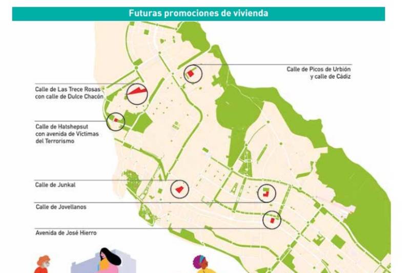 Ubicación de las seis próximas promociones de la EMV de Rivas
