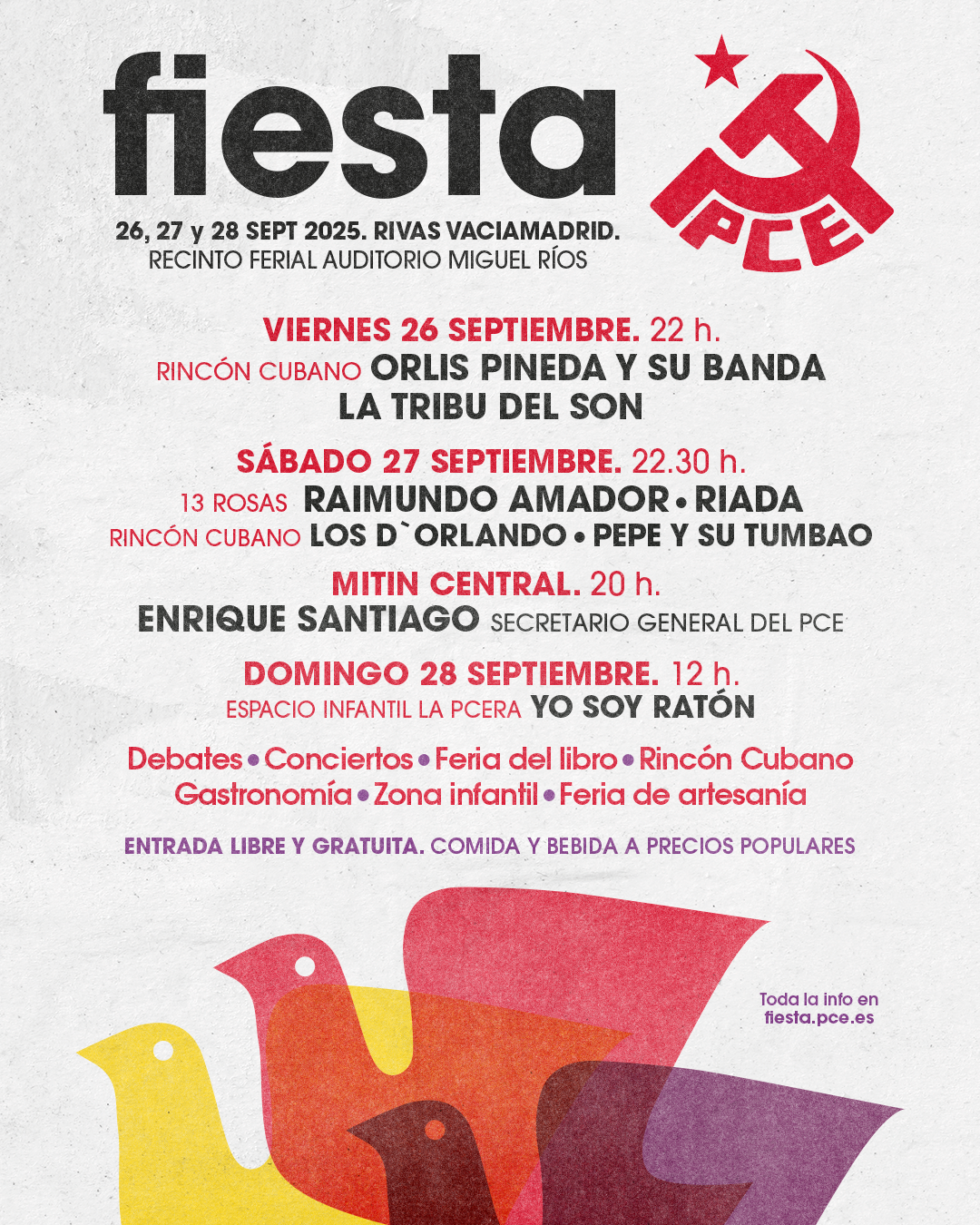 Cartel provisional de la Fiesta PCE 2025