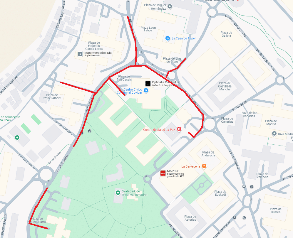 Plano de las obras de Unión Fenosa en Covibar