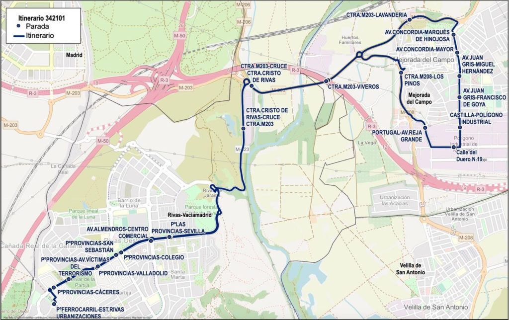 Línea 342: Rivas Vaciamadrid- Mejorada del Campo