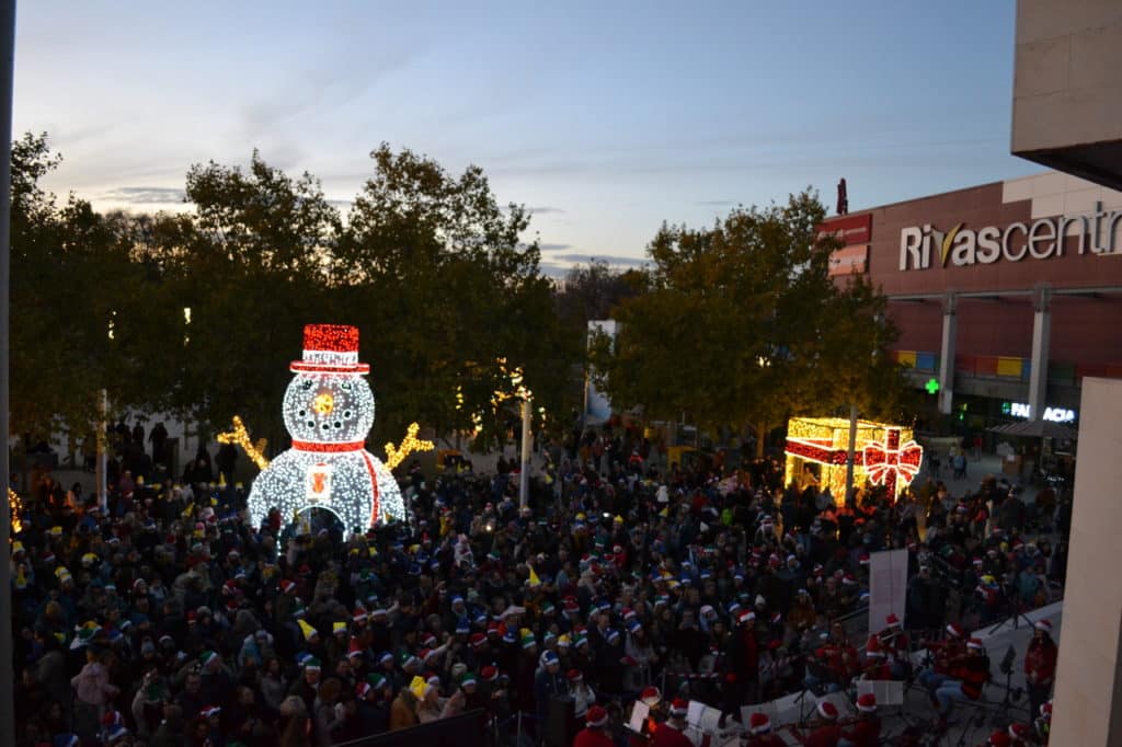 Plaza de la Constitución durante el encendido de luces (Foto: Diario de Rivas)