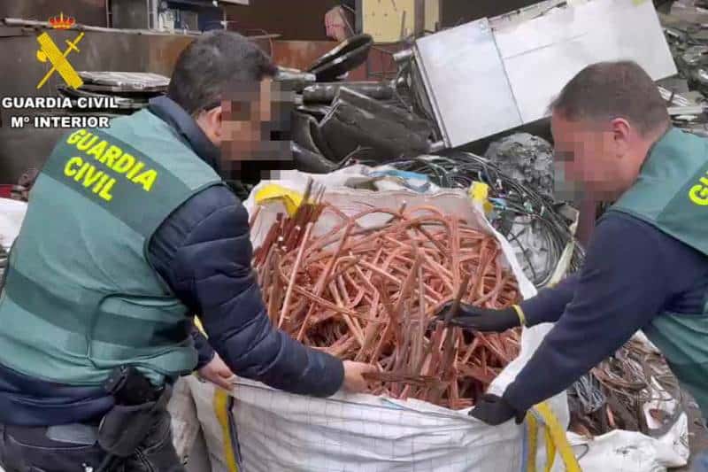 Recuperación de parte del cable de cobre presuntamente sustraído por el grupo criminal desarticulado