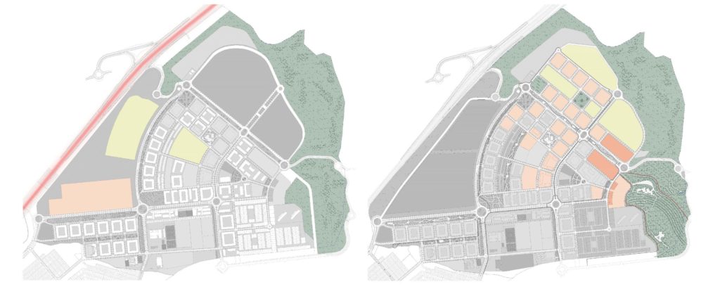 Comparativa suelo dotacional y residencial entre el modelo del Ayuntamiento y el de Jarama (fuente: Jarama)