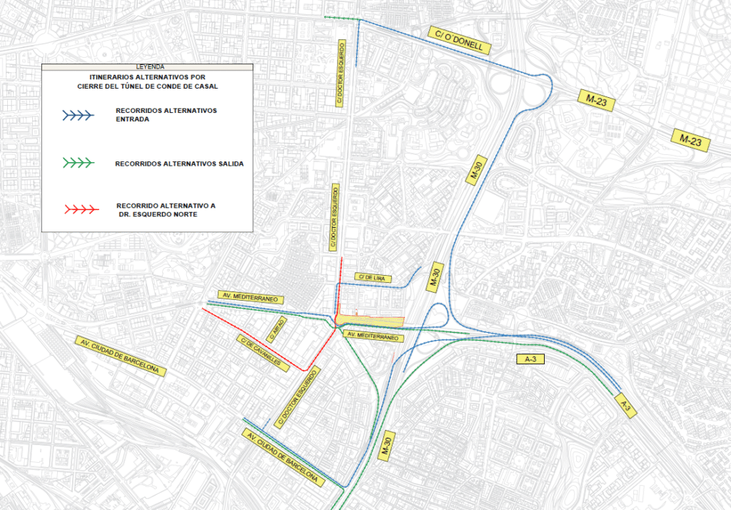 Alternativas al tráfico durante el cierre del túnel de Conde de Casal