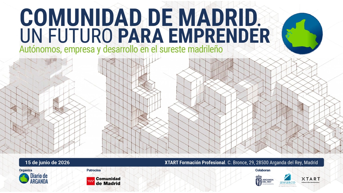 Cartel de la jornada ‘Madrid, un futuro para emprender: Autónomos, empresa y desarrollo en el sureste madrileño’ (Foto: Diario de Arganda)